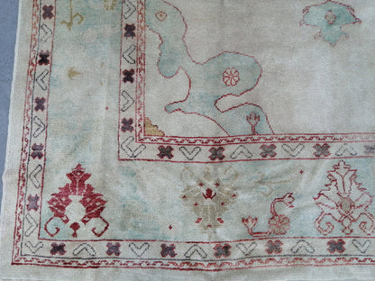 Muted OUSHAK RUG, 9.3 x 11.7 TURKISH Oushak Rug, Vintage Oushak Rug Wool Oushak Rug Hand Made Rugs, Authentic  Oushak Rug