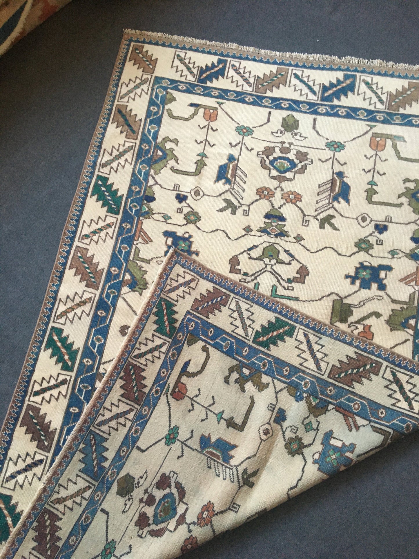 4x6 feet handmade blue living room floor rug, turkish muted bedroom rug, oushak bathroom area rug, vintage laundry rug, entryway wide rugs