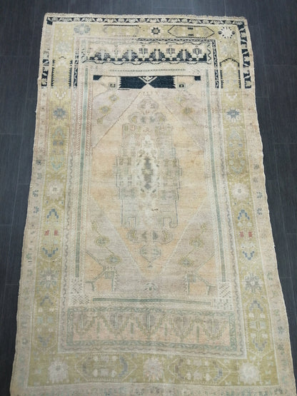 6.8 x 4 Muted OUSHAK RUG TURKISH Oushak Rug Vintage Oushak Runner Rug Vintage Runner Rug Wool Oushak Rug Hand Made Rugs Vintage Turkish Rug