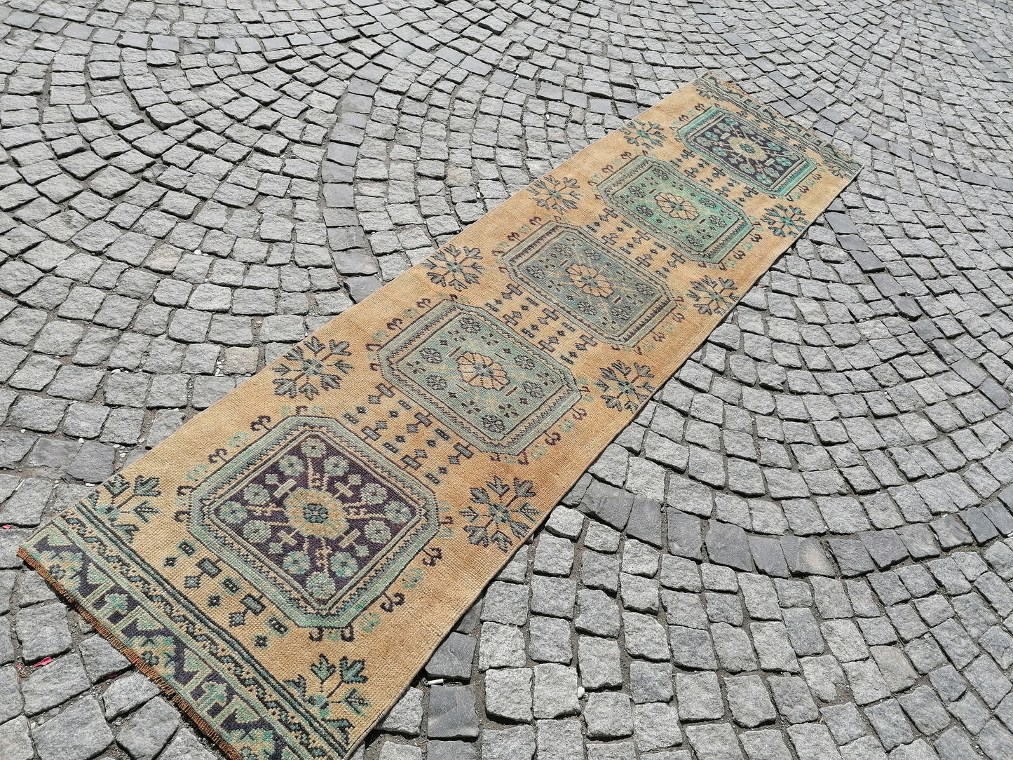 Vintage wool runner 2'7x10'6 oushak vintage runner kitchen runner rug, vintage anatolian runner rug,unique hand made bohemian