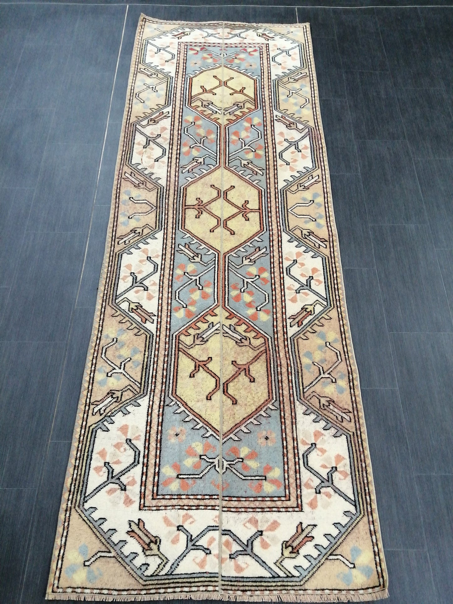 3 x 8.9 Runner Rug Handmade Patchwork Runner Rug Vintage Runner Rug Hallway Runner Rug Kitchen Runner Rug Wool Runner Rug Wool Oushak Rug