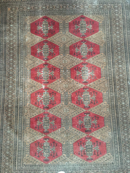 3.9x5.5 feet handmade persian rug, medium size faded brown kitchen rug, living room middle rug,laundry wool rug, turkish oushak red wide rug