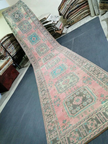 Extra Long OUSHAK Runner Very Long TURKISH Runner Rug 4.4 x 19.5 Vintage Runner Rug Vintage XL Oriental Runner Rug Staircase Runner rug