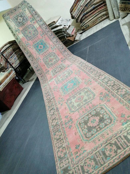 Extra Long OUSHAK Runner Very Long TURKISH Runner Rug 4.4 x 19.5 Vintage Runner Rug Vintage XL Oriental Runner Rug Staircase Runner rug