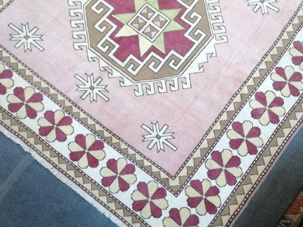 6'7x9'4 large wool rug, oushak hand made rug, bohemian rug, living room rug
