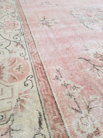 10'9x6'10 large oushak vintage rug,vintage oushak rug,large area rug