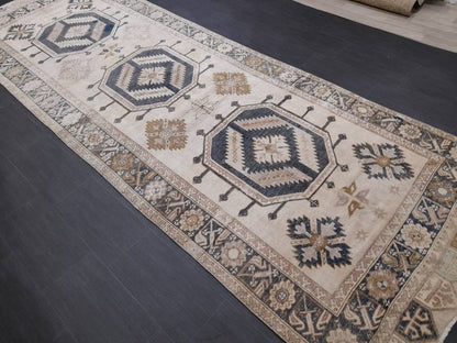 Muted Runner Rug Muted Turkish Runner Rug Vintage 4.5 x 13 Runner Rug Hallway Runner Rug Kitchen Runner Rug Oriental Runner Rug Wool Runner