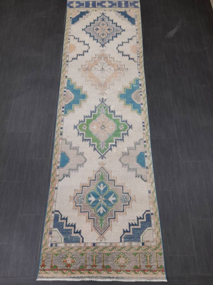 Muted Vintage Runner Rug 3 x 10.7 Muted Hallway Runner Kitchen Runner Rug Muted Staircase Runner Rug Muted Oushak Rug XĹ Turkish Runner