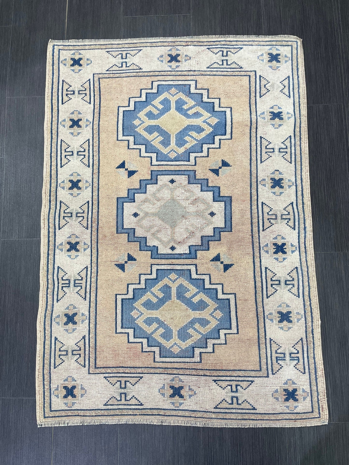 Hand Knotted Rug, Wool RUG, TURKISH Rug 3x4 ft, Vintage Oushak Rug, Vintage Persian Rug, Wool Oushak Rug, Handmade Vintage Rug