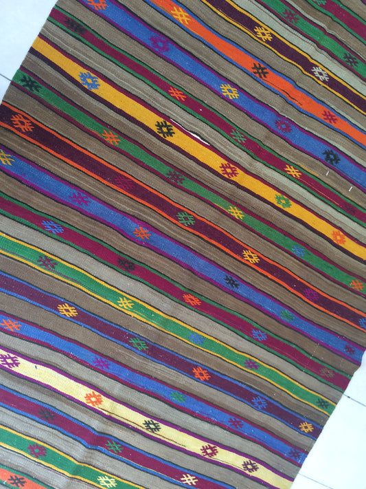 Flatweave OUSHAK RUG TURKISH Oushak Rug Vintage Flat weave Oushak Runner Rug Vintage Runner Rug Wool Oushak Rug Hand Made Rugs Vintage  Rug