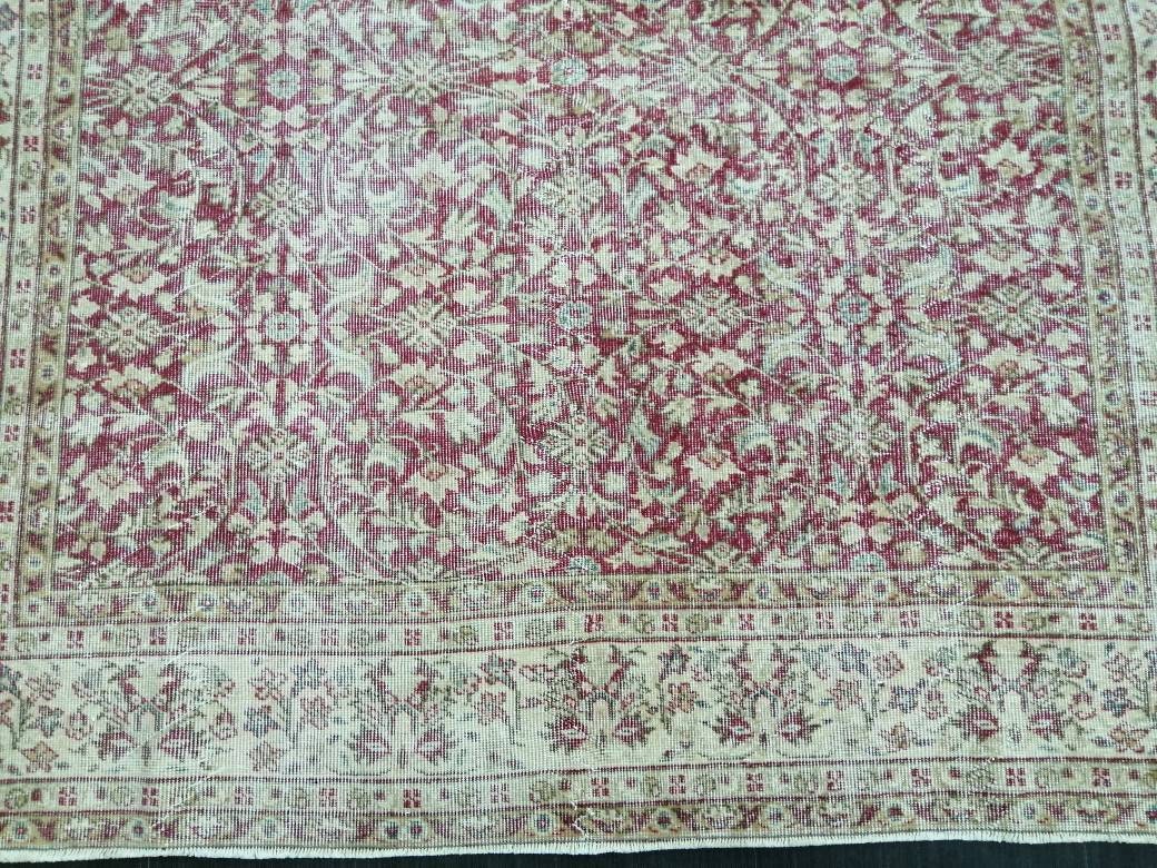 Vintage Turkish Rug 6.6 x 10. 3 Muted Oushak Rug Muted Vintage  Rug Wool Oushak Rug Hand Made Rugs Vintage 7x10 Turkish Rug