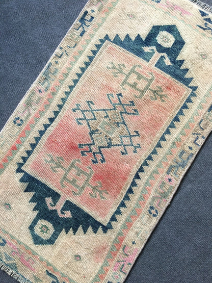 2x3 feet handmade mini rug, vintage red kitchen mini rug, turkish small rug, wool kids room rug, oushak small blue rug, bohemian design rugs
