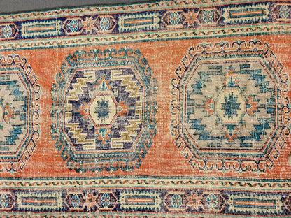 Distressed Runner Rug Vintage 4.2 x 10.9 Turkish Runner Rug Vintage Runner Rug Handmade Runner Rug Kitchen Runner Rug Persian Runner Rug