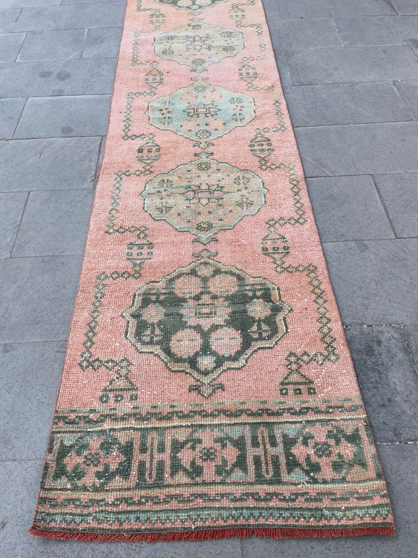 Hand Knotted Extra Long Turkish Runner Very Long Oushak Runner Rug 2.4 x 18.8 Vintage Runner Rug XL Oriental Runner Rug Staircase Runner