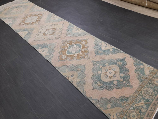 Muted Vintage Runner Rug 2.8 x 12.2 Muted Hallway Runner Kitchen Runner Rug Muted Staircase Runner Rug Muted Oushak Rug XĹ Turkish Runner