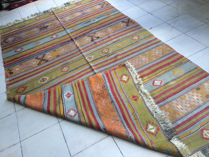 5.9 x 9.8 OUSHAK Flat weave RUG TURKISH Flatweave Oushak Rug Vintage Oushak Runner Rug Vintage Runner Rug Wool Oushak Rug Hand Made Rugs