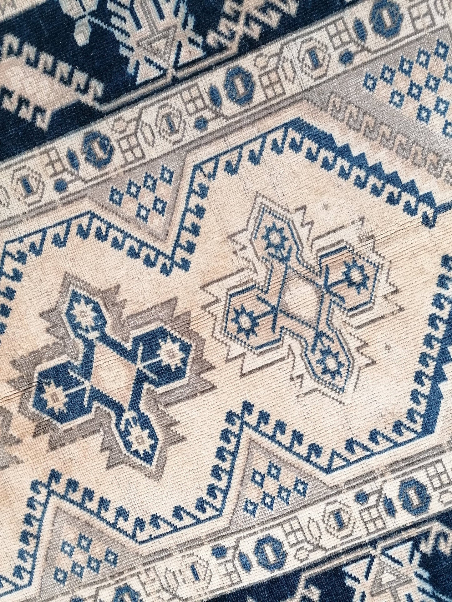 Vintage handmade rug, turkish wool rug 4'11x7'4  blue vintage oushak rug, bohemian rug