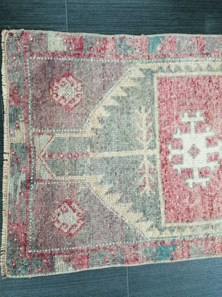 Small Vintage Rug Mini Rug Small Area Rug Turkish Rug Oushak Rug Persian Hand Made Rug Oriental Vintage Rug Door Mat Rug