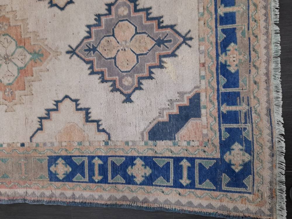 Muted Vintage Runner Rug 5 x 10.4 Turkish Runner Rug Handmade Runner Rug Hallway Runner Kitchen Runner Rug Wool Runner Rug Oriental Runner