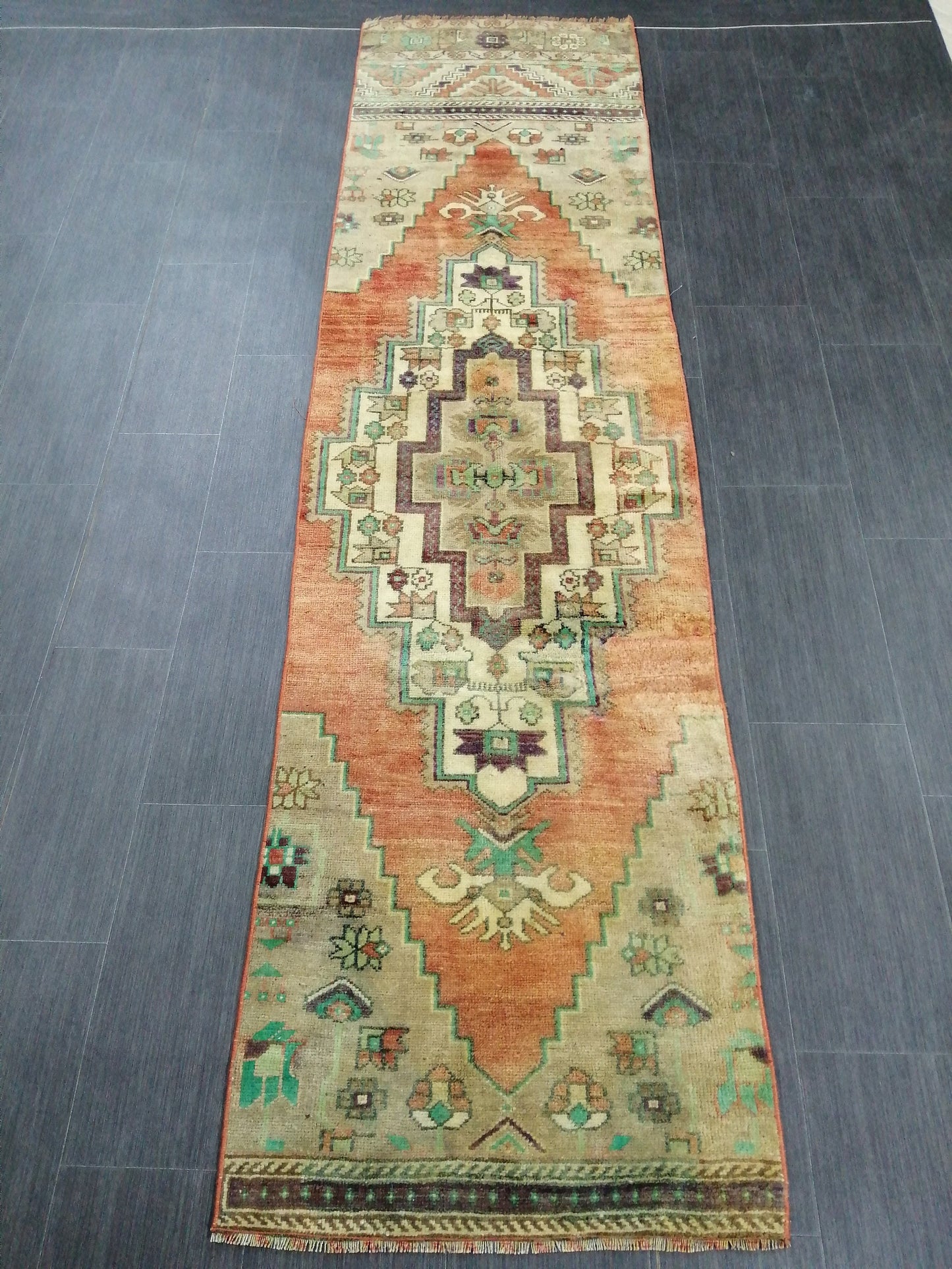 9.4 x 2.4 Oushak Runner Rug Turkish Runner Rug Vintage Runner Rug Hallway Runner Rug Kitchen Runner Rug Wool Runner Rug Wool Oushak Rug