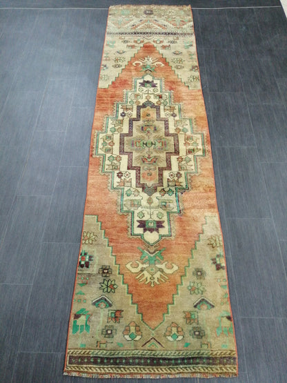 9.4 x 2.4 Oushak Runner Rug Turkish Runner Rug Vintage Runner Rug Hallway Runner Rug Kitchen Runner Rug Wool Runner Rug Wool Oushak Rug