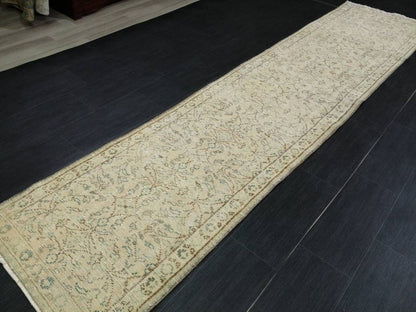Vintage Runner Rug  2.4 x 10.7 Persian Runner Rug Muted Vintage Runner Rug Antique Hallway Runner Muted Turkish Runner Rug Distressed Runner