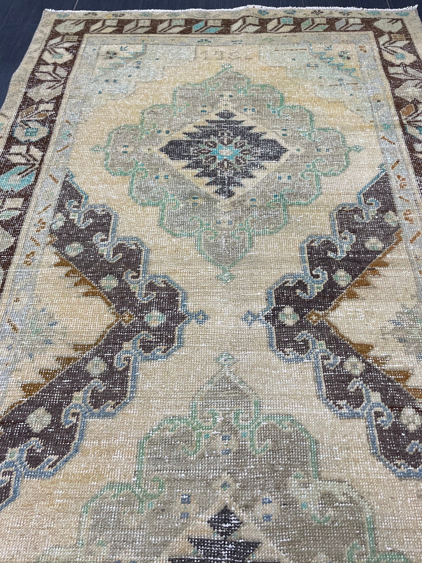 Muted Turkish 3.7 x 6.6 Rug Handmade Rug, Rustic Rug Hand Knotted Rug, Rug Runner, Turkish Rug, Farmhouse Rug, Vintage Rug, Wool rug