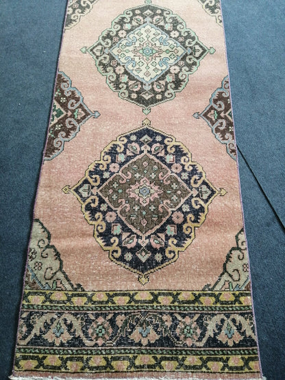 13.4 x 2.6 Vintage Oushak Runner Rug Turkish Runner Rug Vintage Runner Rug Hallway Runner Rug Kitchen Runner Rug Wool Runner Rug Wool Oushak