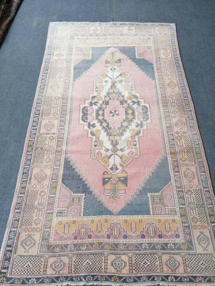 Oushak turkish wool rug 4'6x8 turkish handmade rug, vintage rug,kitchen rug, living room rug, bohemian rug