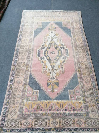 Oushak turkish wool rug 4'6x8 turkish handmade rug, vintage rug,kitchen rug, living room rug, bohemian rug