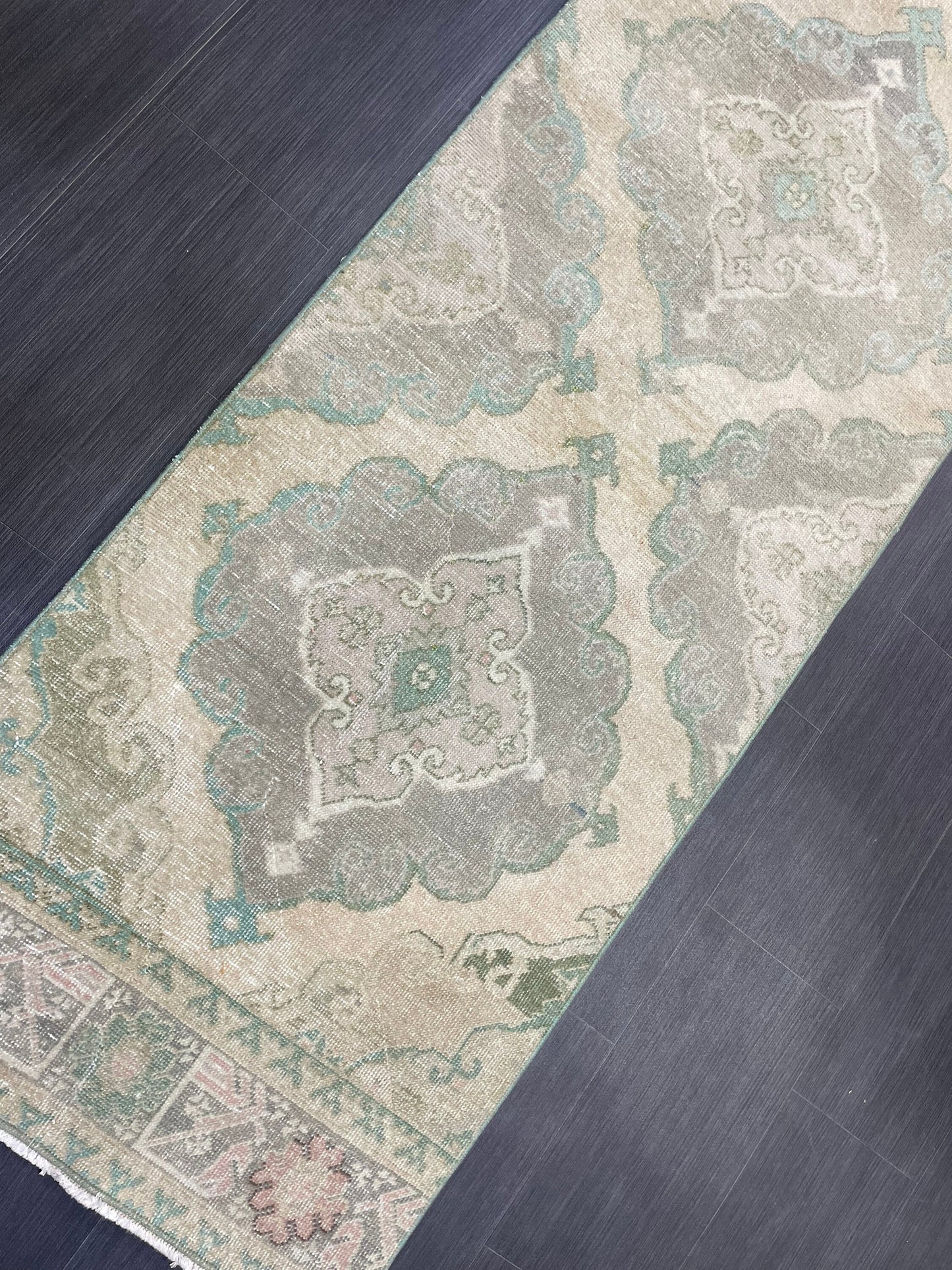 Muted  Handmade Runner Rug, Turkish Runner 2.7 x 13 Rug, Vintage Runner Rug Hallway Runner Rug, Hand Knotted Runner Rug, Persian Runner