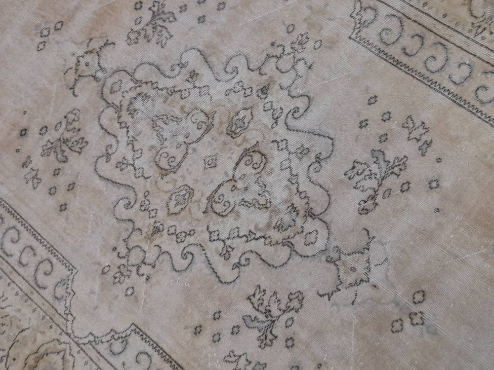 Neutral Rugs 6.4 x 9.3 ft Vintage Neutral Rug Muted Oushak Rug, Rustic Rug, Turkish Rug, Muted Farmhouse Rug, Wool rug Vintage Oriental Rug