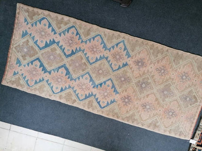 7'4x3'2 oushak turkish runner rug,turkish rug,oushak runner rug,vintage rug,kitchen runner rug,vintage oushak rug, vintage anatolian rug