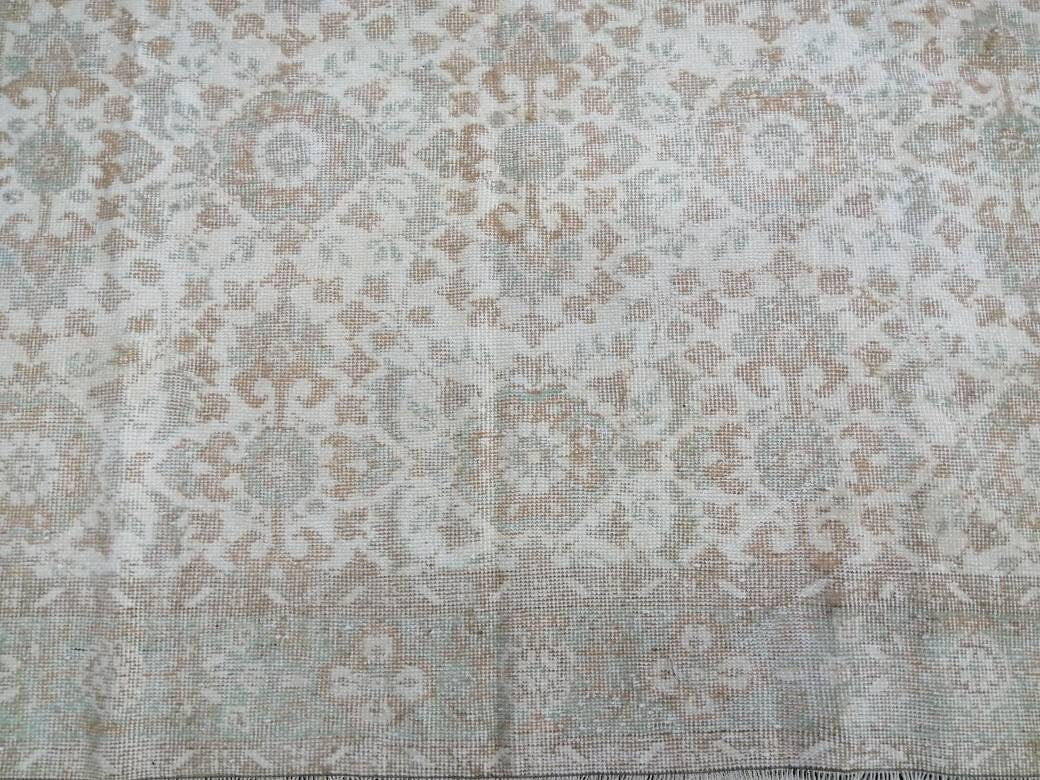 Vintage Turkish Rug 5.9 x 10. 3 Muted Vintage Persian Rug Muted Vintage Rug Wool Muted Oushak Rug Hand Made Rugs Vintage 6x10 Turkish Rug