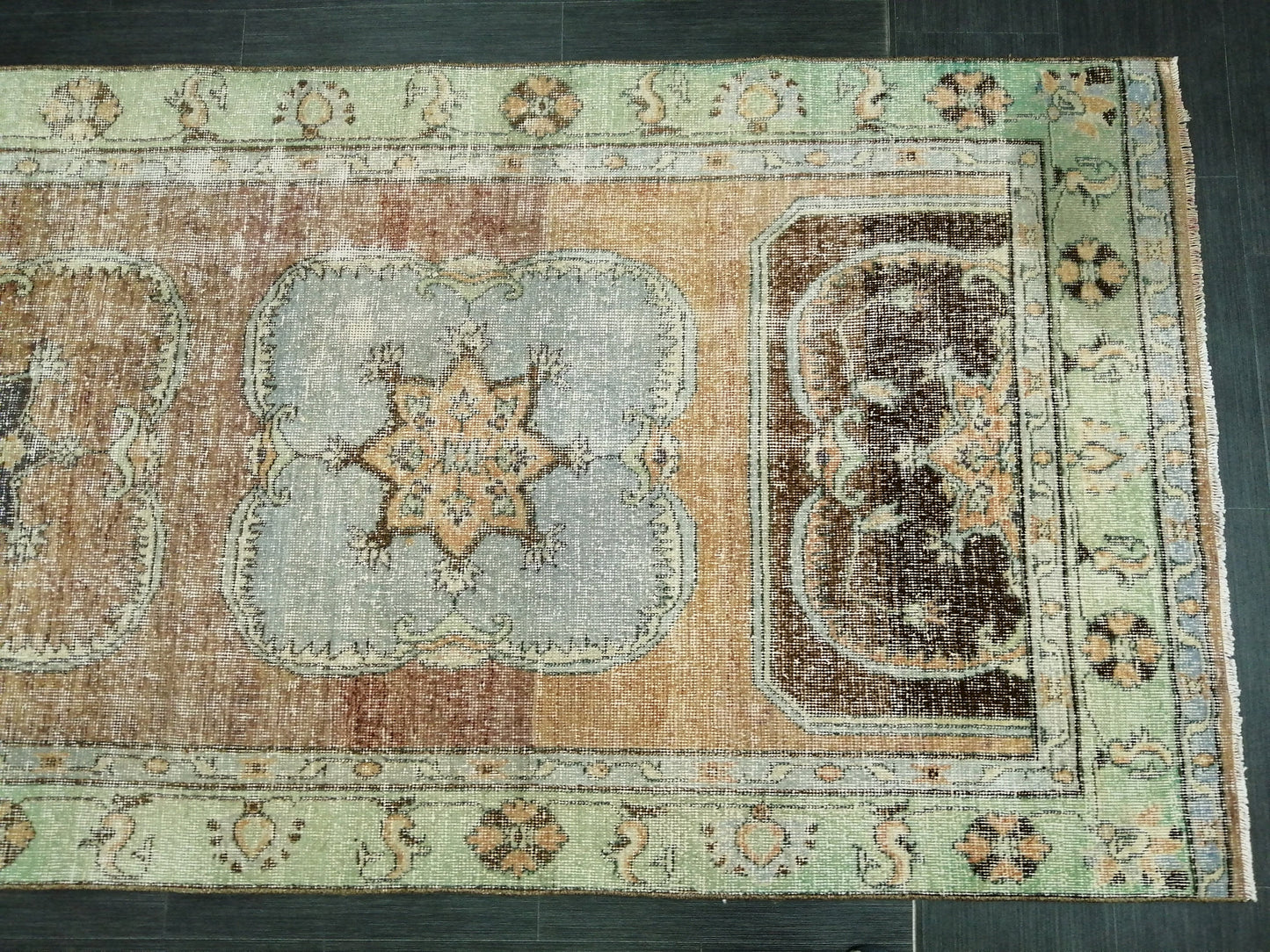 4 x 11.7 Distressed Oushak Runner Rug Turkish Runner Rug Vintage Runner Rug Hallway Runner Rug Kitchen Runner Rug Wool Runner Rug Oushak Rug