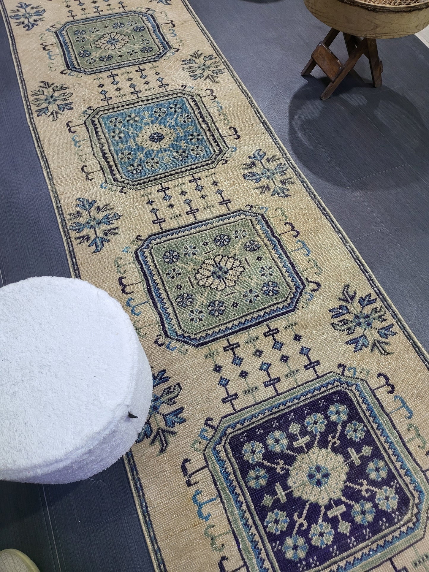 Oushak Runner Rug, Turkish 2.9 x 11.3  Runner Rug, Vintage Runner Rug, Hallway Runner Rug, Kitchen Runner Rug, Handknotted Wool Runner Rug