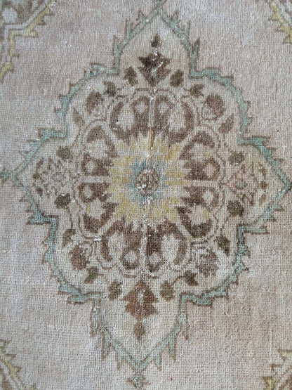 13.9 x 2.8 Muted Oushak Runner Rug Turkish Runner Rug Vintage Runner Rug Hallway Runner Rug Faded Kitchen Runner Rug Wool Runner Rug