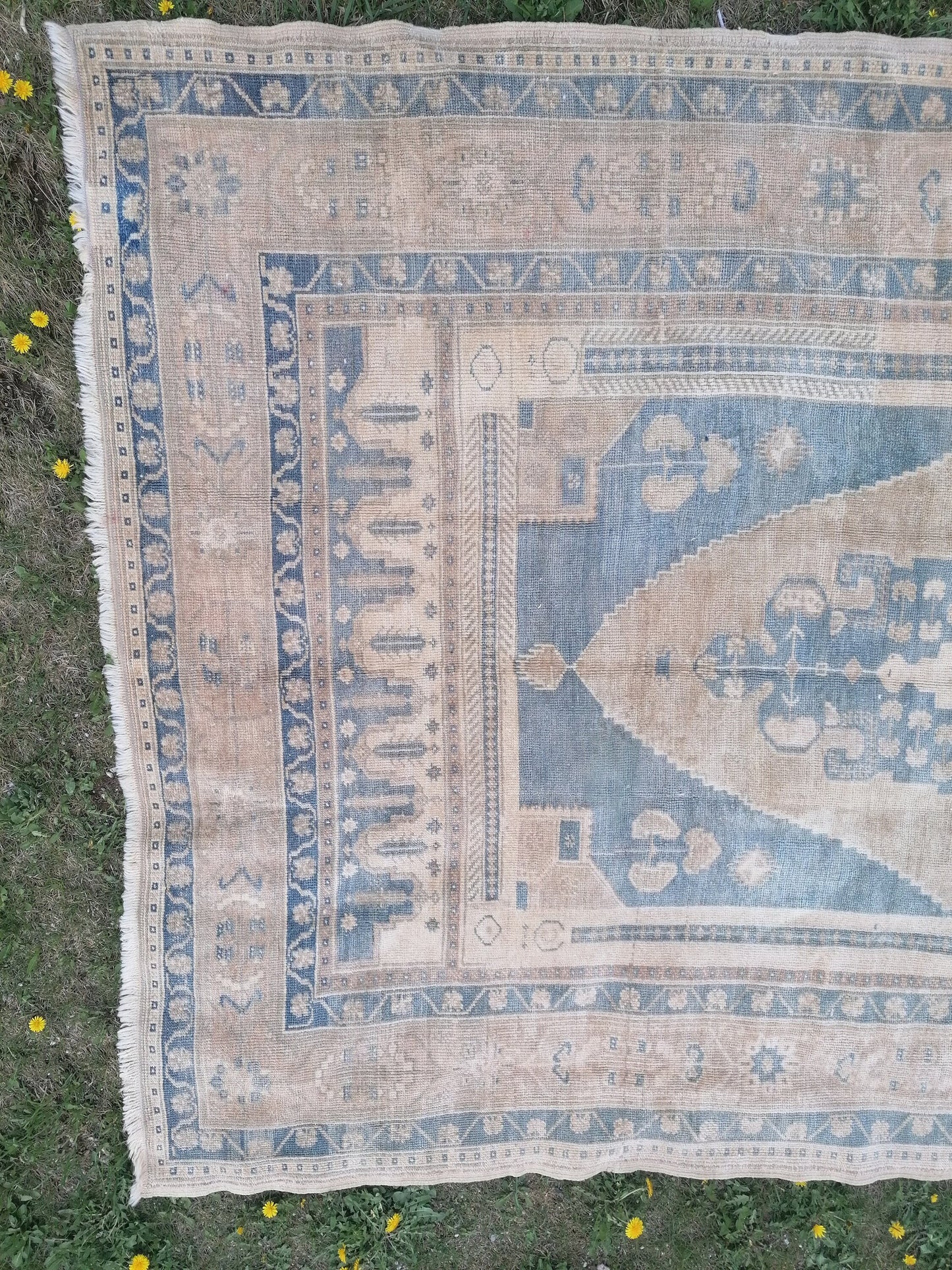 Oushak wool rug 5'4x9'7 turkish anatolian rug, vintage hand made rug, large living room rug kitchen rug, vintage bohemian rug