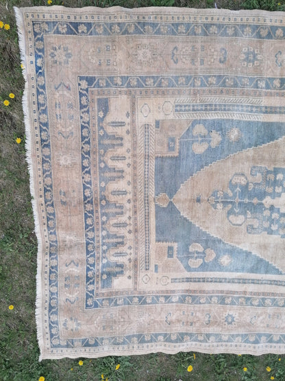 Oushak wool rug 5'4x9'7 turkish anatolian rug, vintage hand made rug, large living room rug kitchen rug, vintage bohemian rug