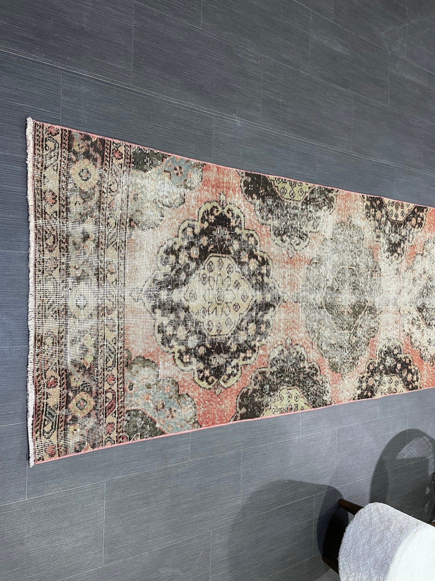 Turkish Distressed Runner Rug, Persian Runner 3 x 12 Rug, Vintage Runner Rug, Hallway Runner Rug,  Kitchen Runner Rug, Wool Runner Rug