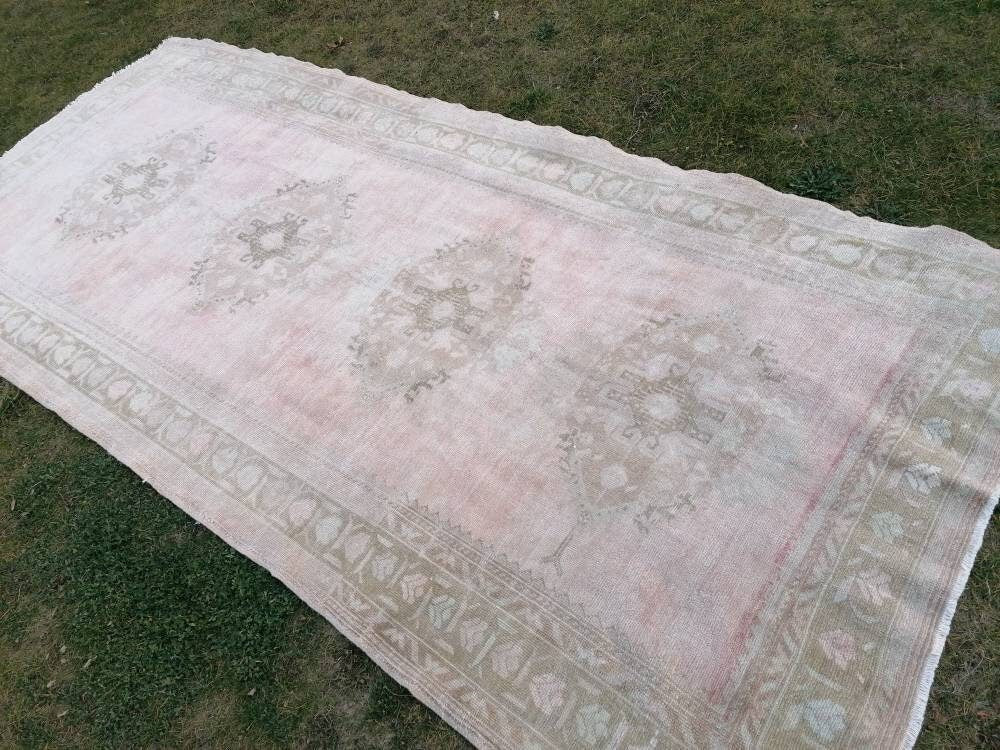 Muted vintage runner, oushak runner wool runner 5'2x12 handmade hallway runner, kitchen vintage anatolian rug