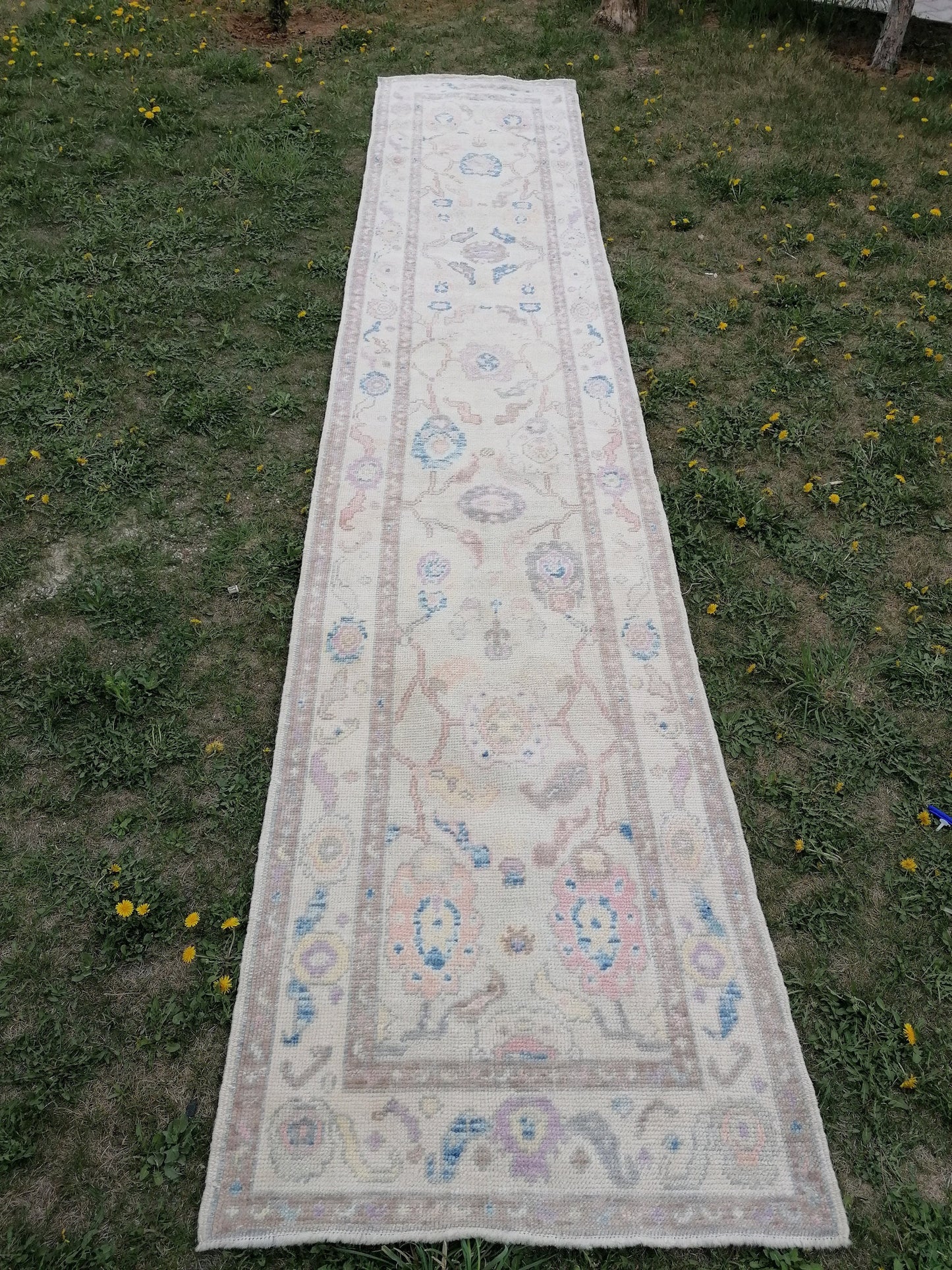 Oushak wool runner rug 2'10x14'5 turkish new production oushak runner, hallway runner rug