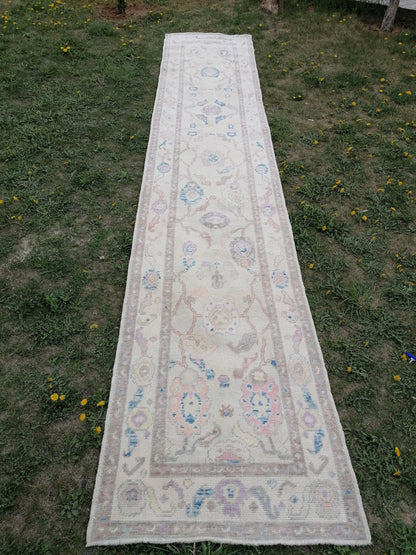 Oushak wool runner rug 2'10x14'5 turkish new production oushak runner, hallway runner rug