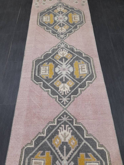 Vintage Hallwa Runner Rug Turkish Runner Rug 2.8 x 10.7 Vintage Runner Rug Oushak Runner Rug Kitchen Runner Wool Runner Rug Wool Rug