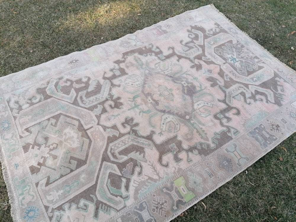 Oushak turkish rug 6x8'10 vintage anatolian rug,unique hand made bohemian rug