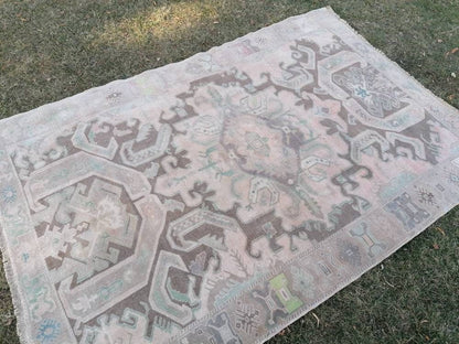 Oushak turkish rug 6x8'10 vintage anatolian rug,unique hand made bohemian rug