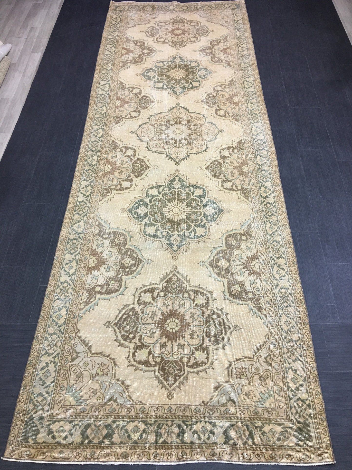 Vintage Runner Rug 4.8 x 14 Vintage Runner Hand Knotted TURKISH Runner Vintage Runner Distressed Vintage Persian Muted Runner Rug