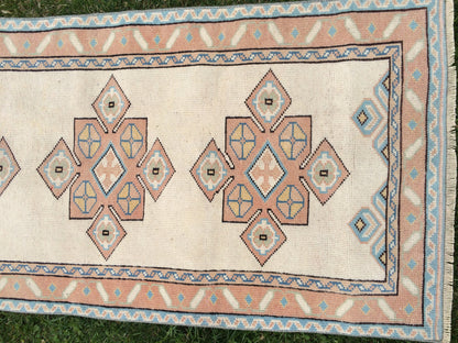 Muted RUNNER Rug, 3x8 Boho RUNNER Rug, Rug Oushak, Oushak Runner Rug, Vintage Turkish Rugs, Oushak Rug, Turkish Oushak Rug,8 x 3 RUNNER Rug