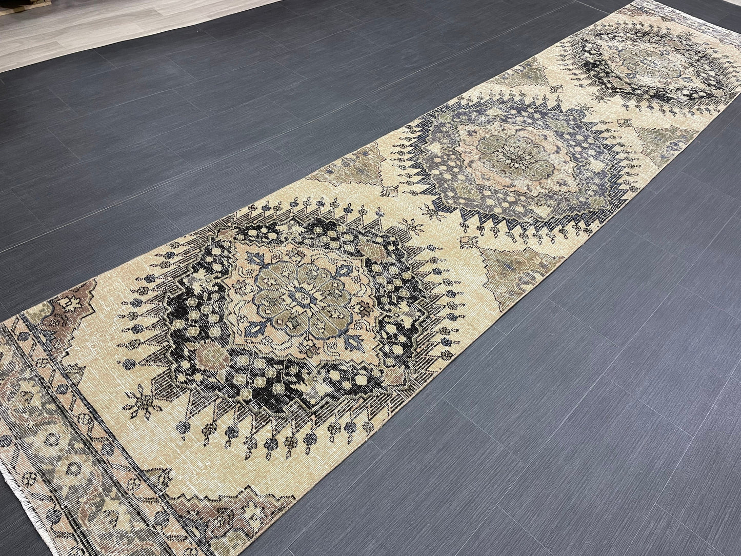 Vintage Oriental Runner Rug Muted Turkish Runner Rug 2.8 x 13 Handmade Vintage Runner Rug Hallway Runner Rug Muted Runner Rug