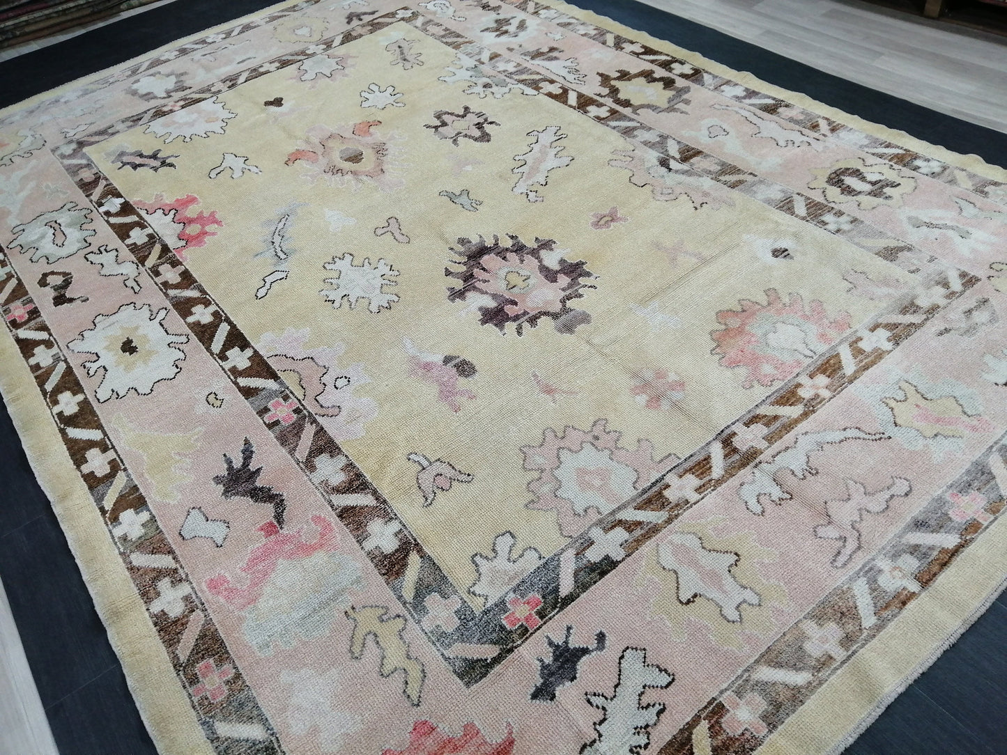 Vintage OUSHAK RUG, 12.6 x 8.6 Oushak Rug, Vintage Oushak Rug Wool Oushak Rug Hand Made Rugs, Authentic Oushak Rug